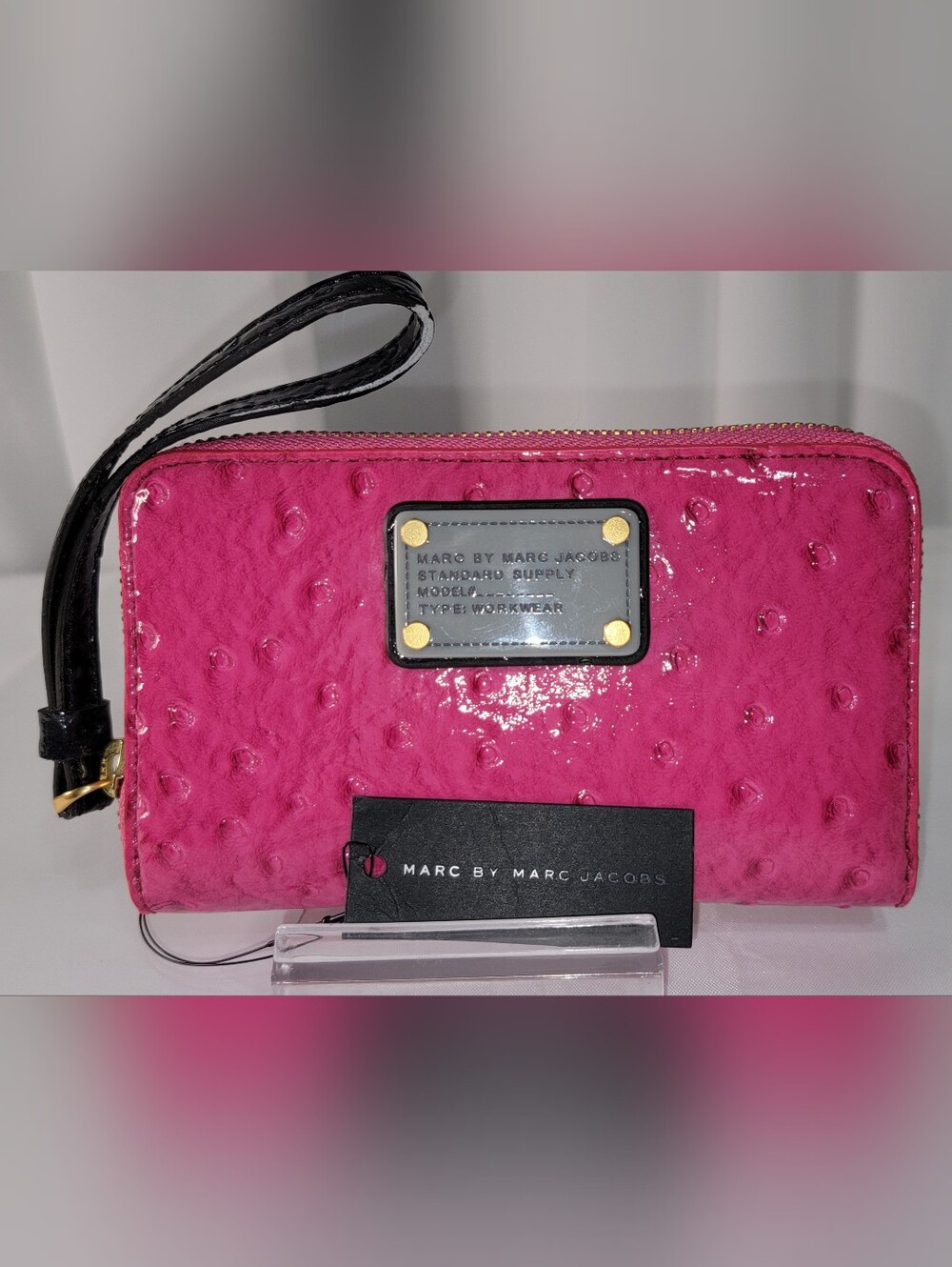 Marc by Marc Jacobs Hot Pink Ostrich-Embossed Wristlet Clutch Wallet NWT. - Picture 4 of 16